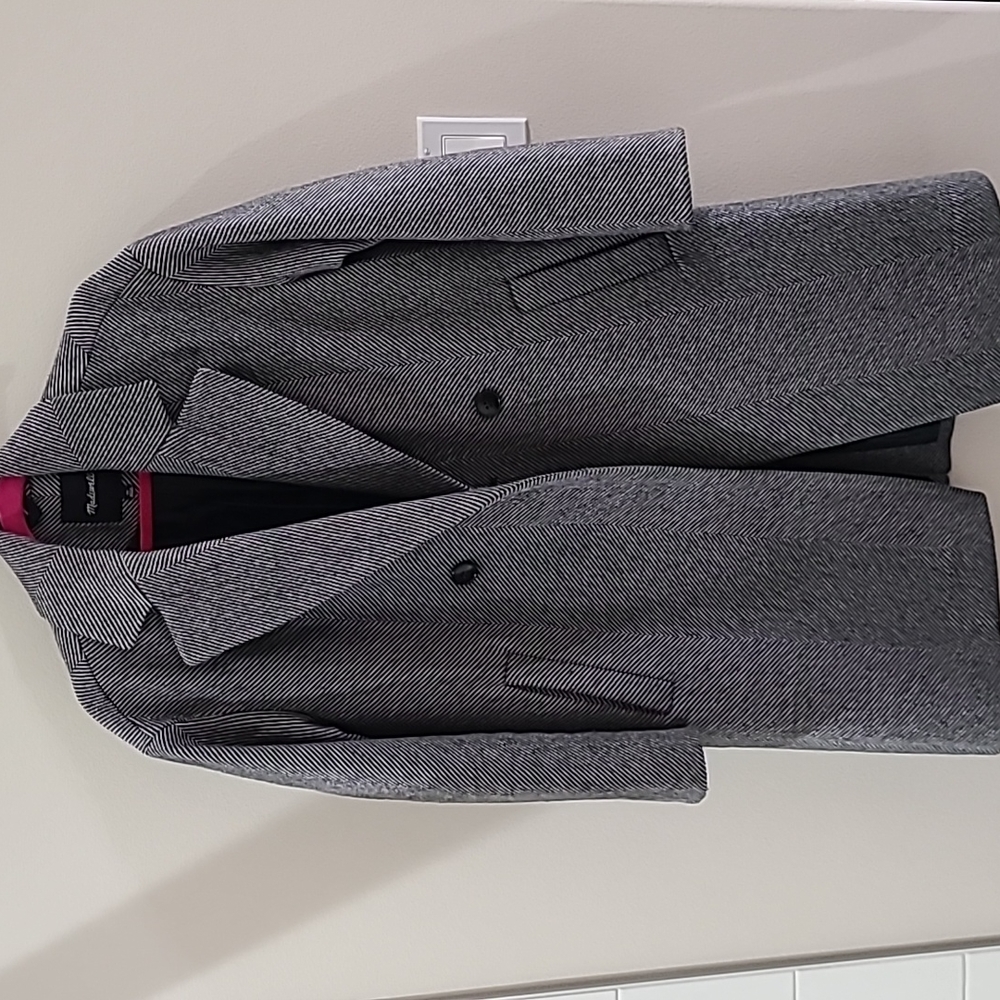 Madewell xs black herringbone coat, wool